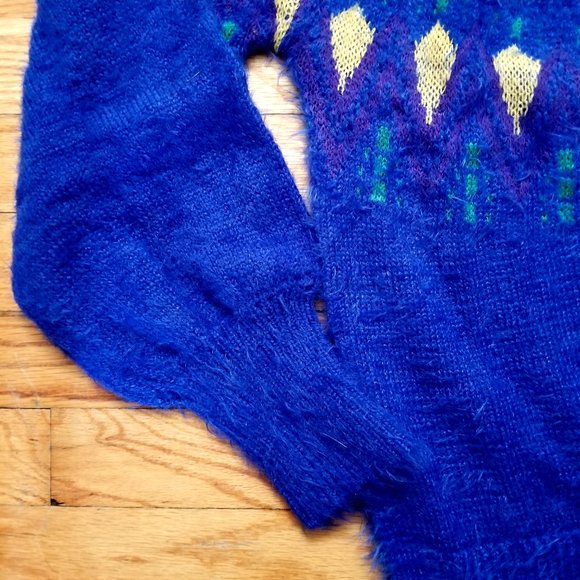 Time and Tru Fair Isle Sweater Blue Multi 80's/90's NWT - Picture 6 of 15